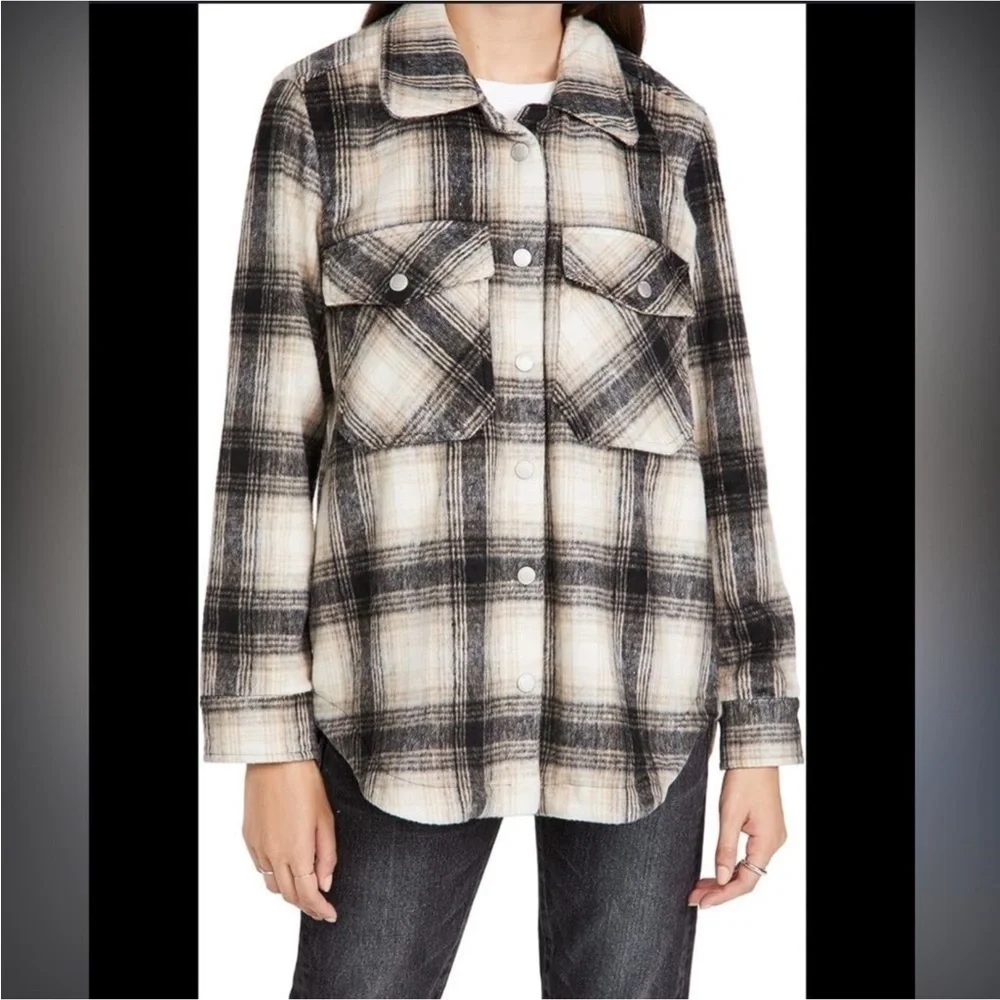 NWT Blank NYC Plaid Shacket in Checked Out XS New Flannel Jacket Shirt Oversized - Picture 6 of 11